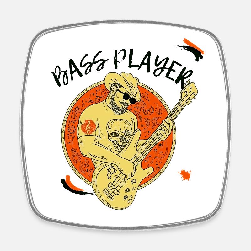 Vintage Skull Rock Guitar - Square fridge magnet - white