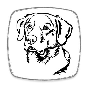 Tête de labrador - Magnet carré - blanc - Devant