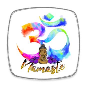 Namaste Bow Iris Buddha - Square fridge magnet - white - Front