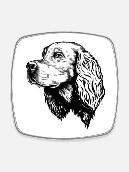 Gordon Setter Portrait - Magnet carré - blanc