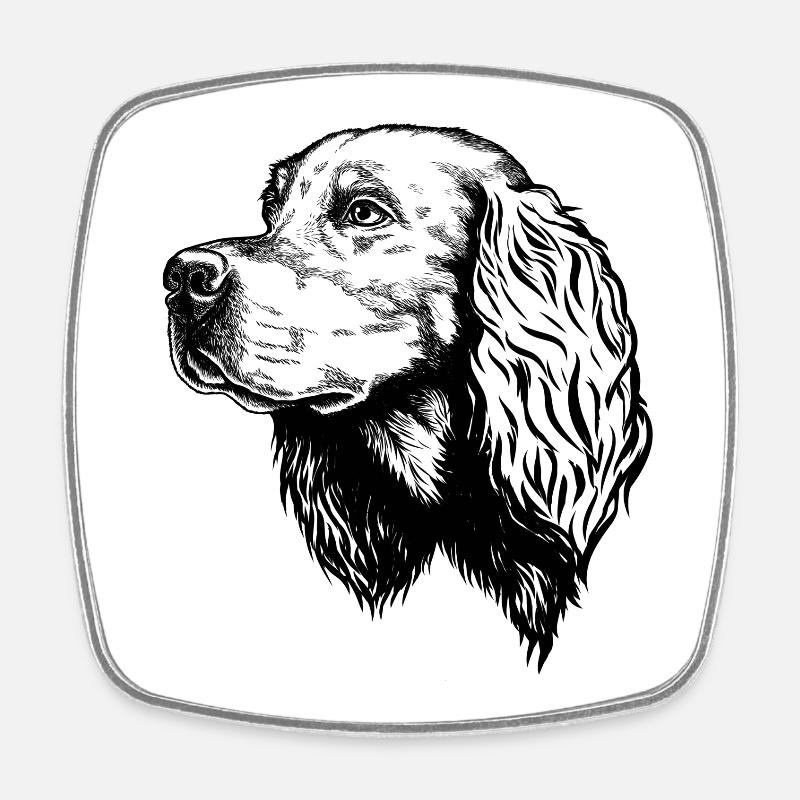 Gordon Setter Portrait - Magnet carré - blanc