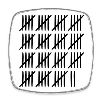 77 birthday tally sheet - 77 years old - Square fridge magnet - white - Front