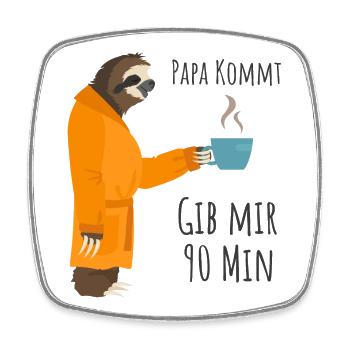 Müder Papa Faultier Kaffee Humor Shirt - Viereckiger Kühlschrankmagnet - Weiß - Vorne
