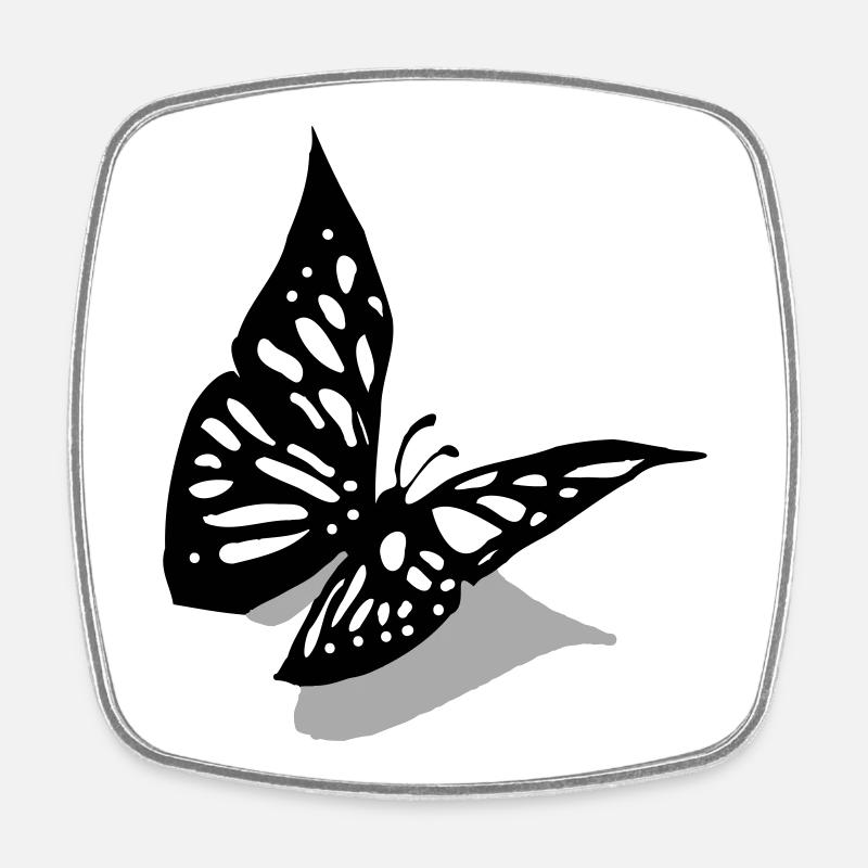 Butterfly 3D - Square fridge magnet - white