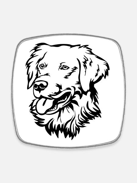 Golden Retriever Head - Square fridge magnet - white