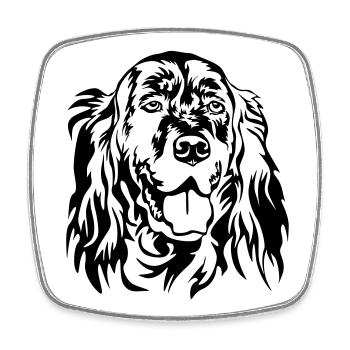Tête de setter anglais - Magnet carré - blanc - Devant