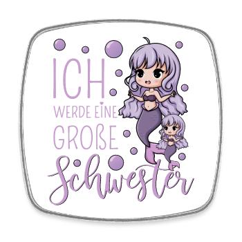 Ich werde eine große Schwester Meerjungfrau - Viereckiger Kühlschrankmagnet - Weiß - Vorne