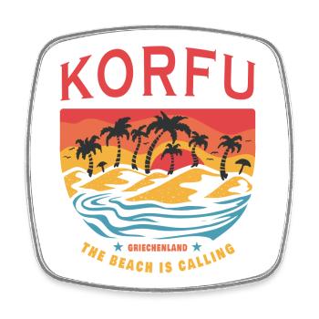 Korfu Griechenland Beach Design - Viereckiger Kühlschrankmagnet - Weiß - Vorne