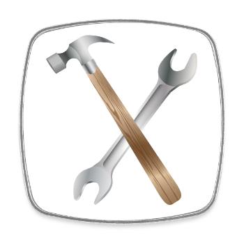 Wrench and carpenter's hammer - Square fridge magnet - white - Front