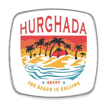 Hurghada Egypt beach design - Square fridge magnet - white - Front