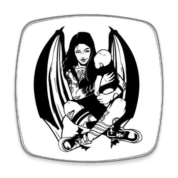 GOTH MOM GOTHIC MAMA SANTAN WERDENDE MUTTER - Viereckiger Kühlschrankmagnet - Weiß - Vorne