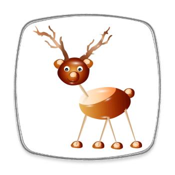Deer with antlers made of chestnuts and toothpicks - Square fridge magnet - white - Front
