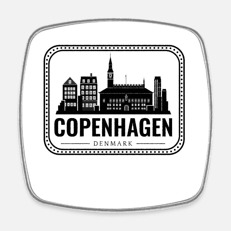 Copenhague Danemark Skyline Vintage Design - Magnet carré - blanc