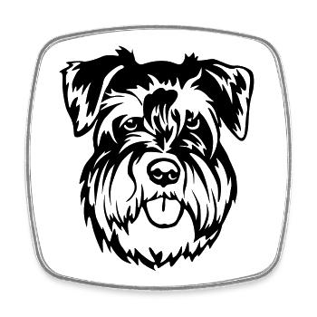 Zwergschnauzer Kopf - Viereckiger Kühlschrankmagnet - Weiß - Vorne