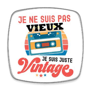 Je ne suis pas Vintage Cassette - Magnet carré - blanc - Devant