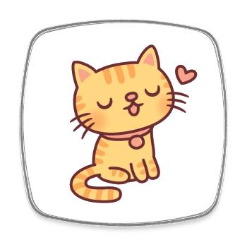 Süße Orange Tabby Katze Doodle - Viereckiger Kühlschrankmagnet - Weiß - Vorne