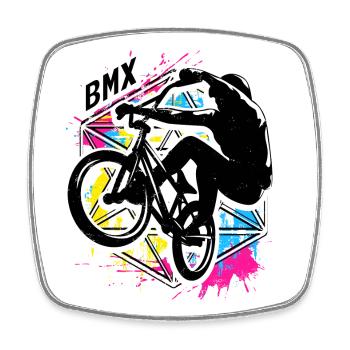 Buntes Bmx | Bmx Fahrrad Farbenfreudig | Bmx Rad - Viereckiger Kühlschrankmagnet - Weiß - Vorne