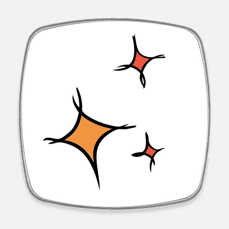 Asterisk. Three colorful stars, hand-drawn. - Square fridge magnet - white