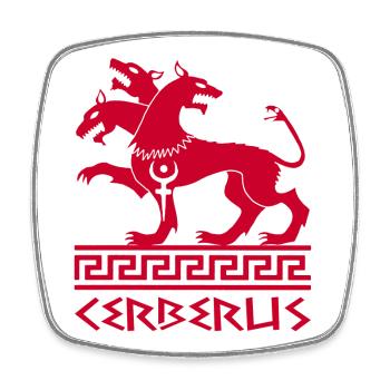 Red cerberus dog - Square fridge magnet - white - Front
