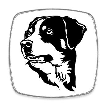 Appenzeller Sennenhund Kopf - Magnet carré - blanc - Devant