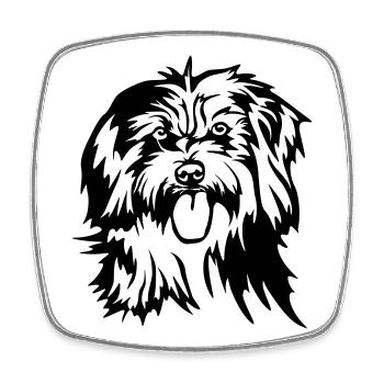 Berger des Pyreneé's head - Square fridge magnet - white - Front
