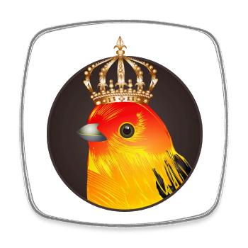 oiseau royal comme portrait avec une couronne d’or - Magnet carré - blanc - Devant