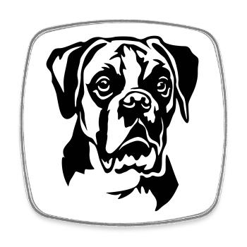 Boxer Head - Square fridge magnet - white - Front