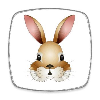 Hand-drawn rabbit head - Square fridge magnet - white - Front