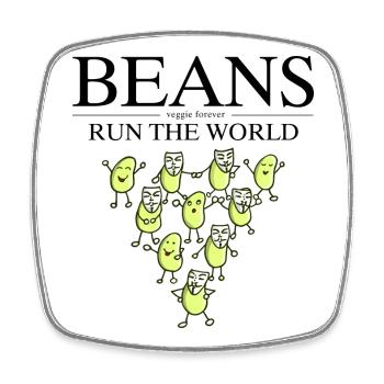 Vegan Bohne cooler Spruch - Viereckiger Kühlschrankmagnet - Weiß - Vorne