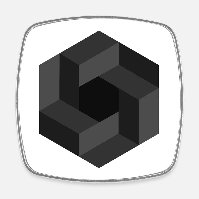 Abstract Geometric Pattern in Grayscale - Square fridge magnet - white