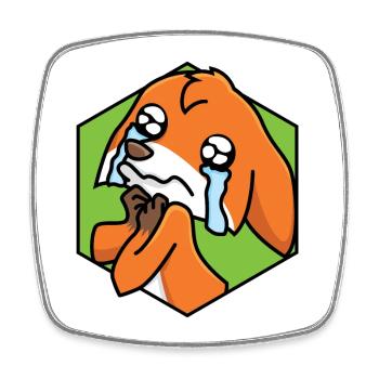 Sad little fox - Square fridge magnet - white - Front