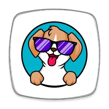 Süßer Kleiner Hund mit Sonnenbrille - Viereckiger Kühlschrankmagnet - Weiß - Vorne