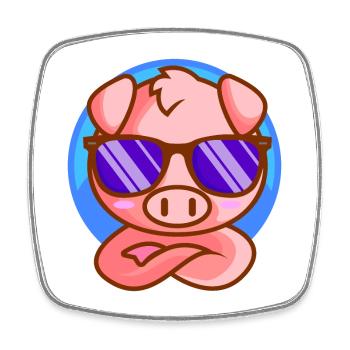 Little piglet with sunglasses - Square fridge magnet - white - Front