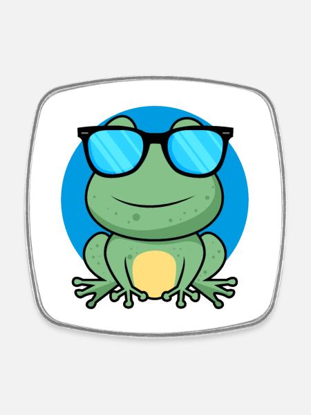 Grenouille cool - Magnet carré - blanc