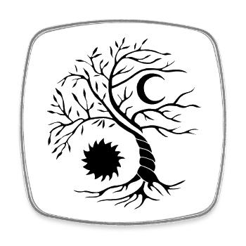 Baum des Lebens schwarze Sonne und Mond - Viereckiger Kühlschrankmagnet - Weiß - Vorne