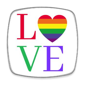 Fierté au cœur d’amour arc-en-ciel - Magnet carré - blanc - Devant