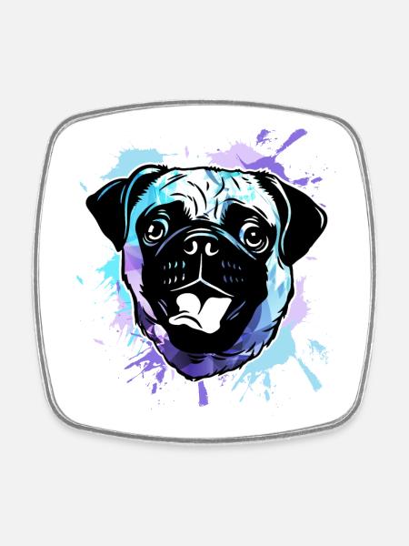Chien carlin - Magnet carré - blanc
