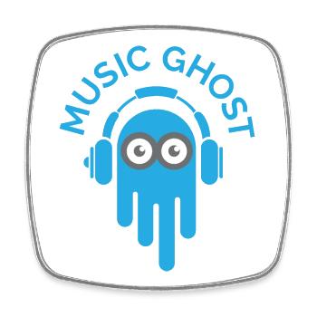 music ghost icon logo icon funny ghost music - Square fridge magnet - white - Front