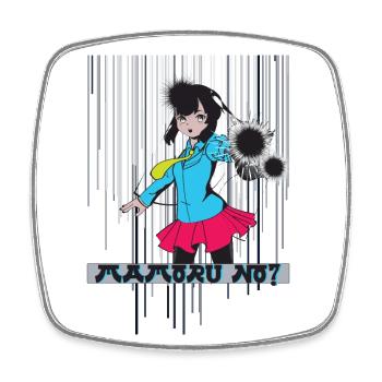 Anime Style Girl Power Geschenkidee - Viereckiger Kühlschrankmagnet - Weiß - Vorne