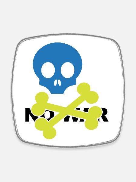 Neon Blue Skull and Crossbones - Square fridge magnet - white