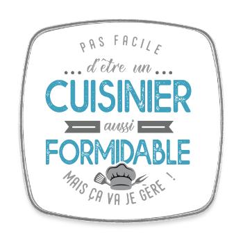 cuisinier formidable Cadeau papa cuisine - Magnet carré - blanc - Devant