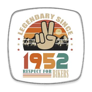 moto anniversaire né en 1952 motard 70 ans - Magnet carré - blanc - Devant