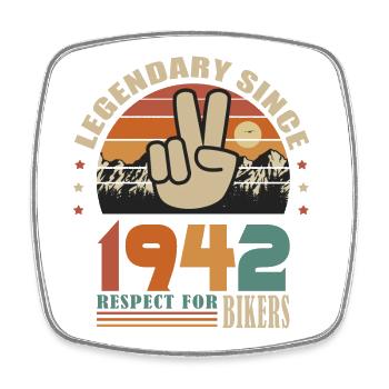 moto anniversaire né en 1942 motard 80 ans - Magnet carré - blanc - Devant