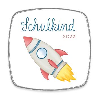 Schoolchild 2022 Rocket - Square fridge magnet - white - Front