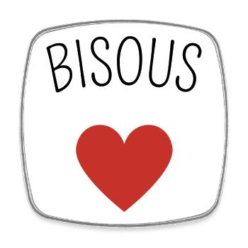 Bisous coeur - Magnet carré - blanc - Devant