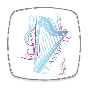 Classical Harp Music - Square fridge magnet - white - Front