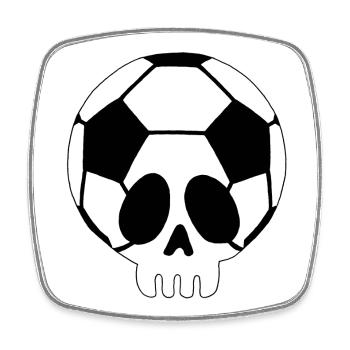 Totenkopf und Fußball - Viereckiger Kühlschrankmagnet - Weiß - Vorne