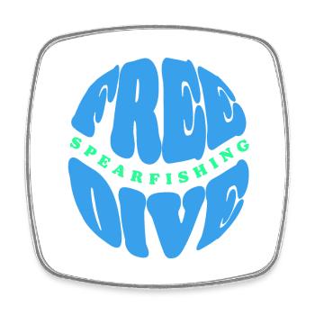 Freedive and Spearfishing Typography - Square fridge magnet - white - Front