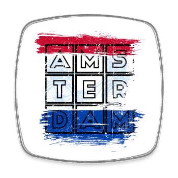 Amsterdam Grid Flagge - Viereckiger Kühlschrankmagnet - Weiß - Vorne