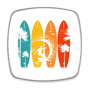 Quatre planches surfeuses tropicales - Magnet carré - blanc - Devant